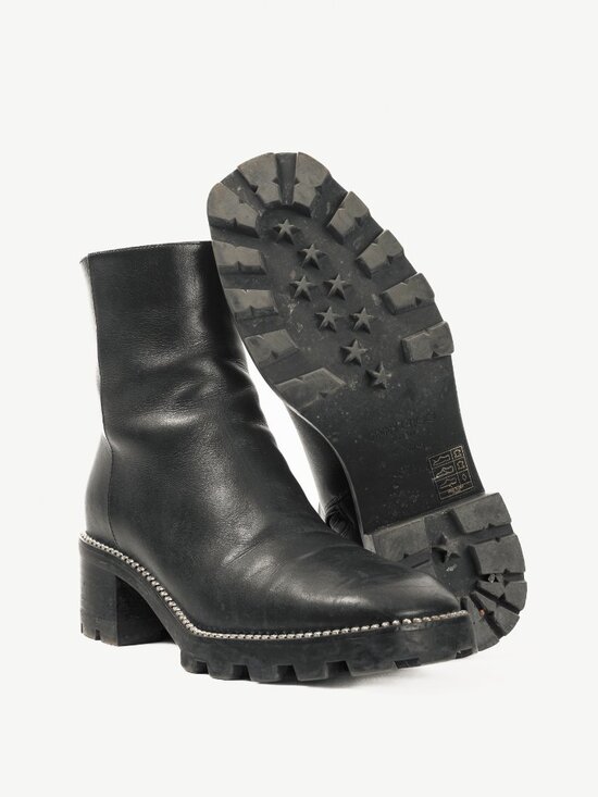 Jimmy Choo Mava 35 Black Smooth Leather Crystal-Trim Ankle Boots - Picture 4 of 11